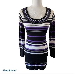 Yuka purple striped knit dress XS